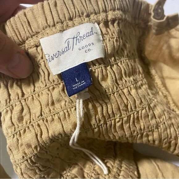 Universal Thread Tie-Front Crop Tank Top smocked Linen Blend nwot - L - Picture 8 of 10